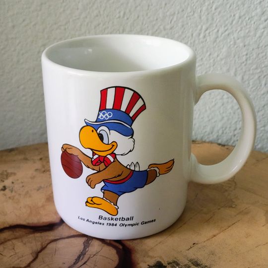 1984 LA Olympics Basketball Mug, 80s Retro Ceramic Mug