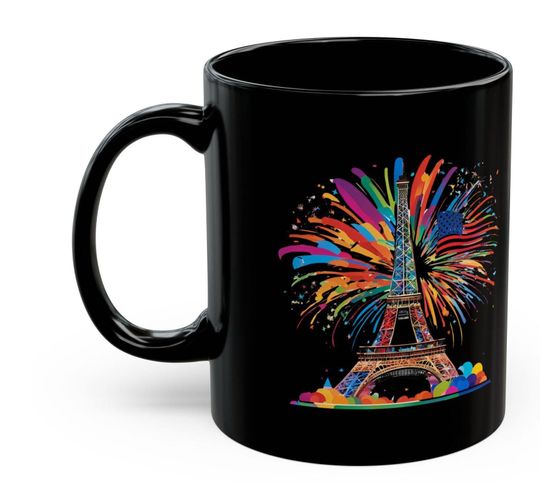 2024 USA Mug, Patriotic Travel Mug, Paris France Summer Games, Paris 2024 Olympic Souvenir Mug Black Mug (11oz, 15oz)