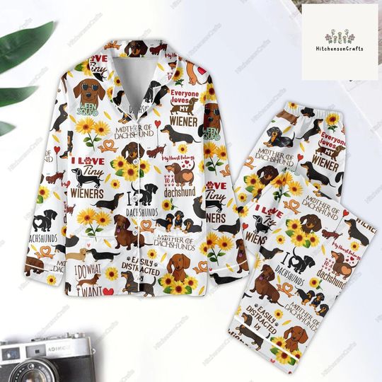 Dachshund Pajamas Set, Dachshund Pajamas Family, Pajamas Women, Dachshund Xmas Pajamas, Dachshund Pajamas, Wiener Pajamas, Dog Lovers