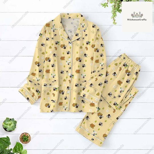 Bee Pajamas Set, Bee Pajamas Family, Bee Holiday Pajamas, Bee Pajamas For Party, Bee Christmas Pajamas, Dog Lover Pajama Set Women Men