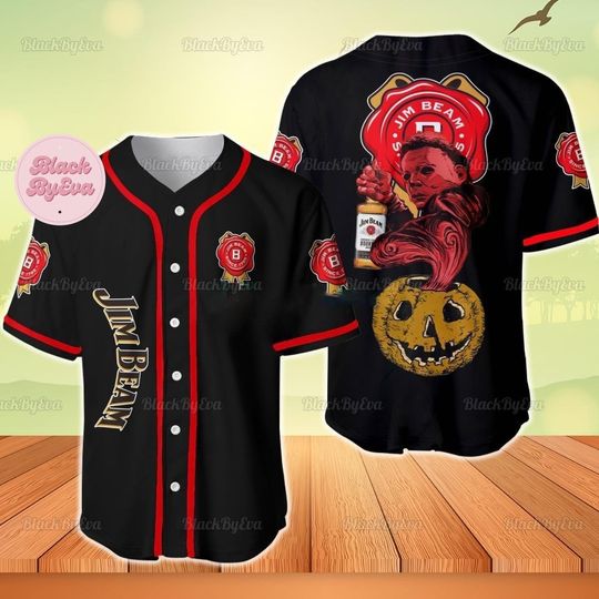 Jim Beam Baseball Shirt, Michael Myers Jersey Shirt, Jim Beam Jersey, Michael Myers Shirt, Jim Beam Whiskey Shirt, Halloween Gift