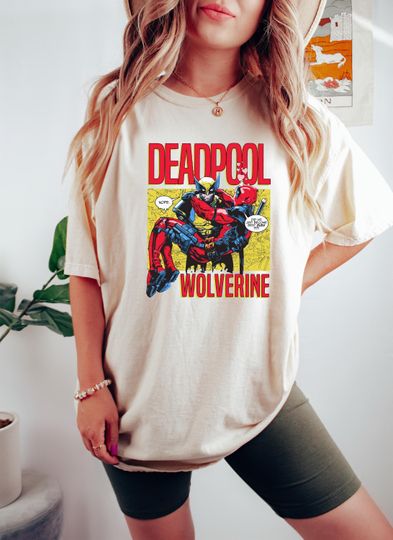 Marvel Deadpool Wolverine Shirt, Cute Wolverine Deadpool 3 Movie Tee, Superhero Best Friends Shirt, Funny Men's and Women's Deadpool Tee