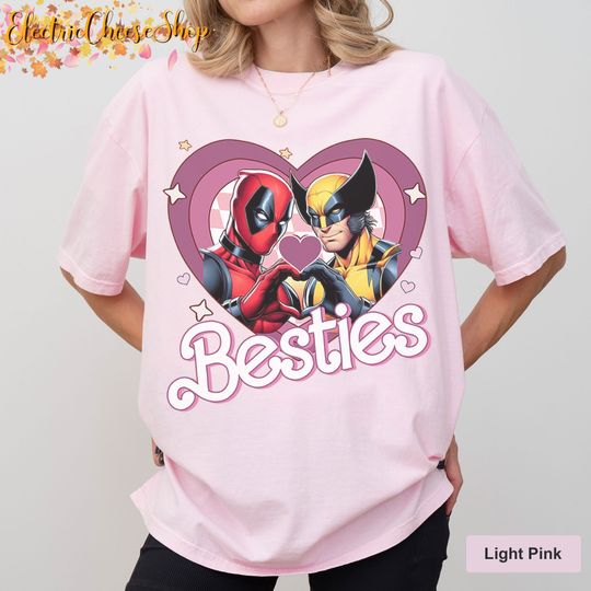 Love Deadpool Wolverine Besties Forever Comfort Colors Shirt, Wolverine Deadpool Movie Tee, Superhero Best Friends Shirt, Men's and Women's