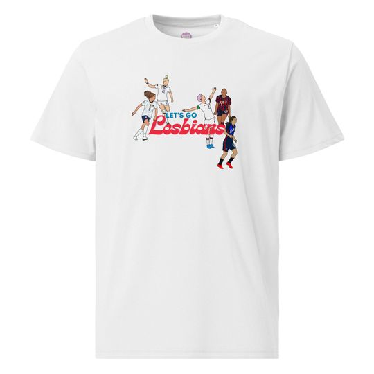 Let's Go Lesbians USWNT Unisex Organic Cotton T-shirt, Featuring Iconic Players, LGBTQ+ Pride Soccer Fan Shirt, Unique Gift