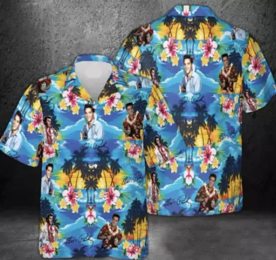Elvis Presley Hawaiian Shirt Aloha Summer Tropical Button Shirt