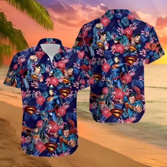 Superman Hawaiian Shirt,  Button Down Full Size