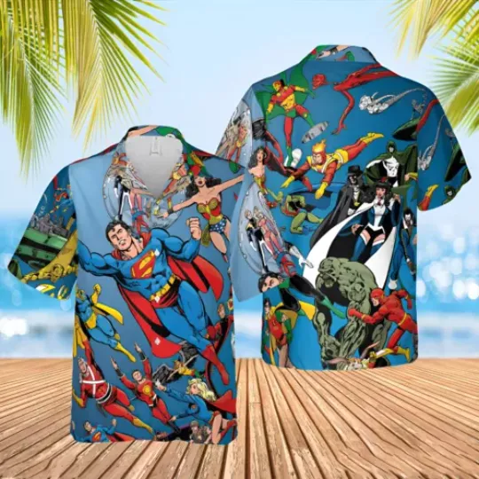 Superman Hawaiian Shirt,  Button Down Full Size