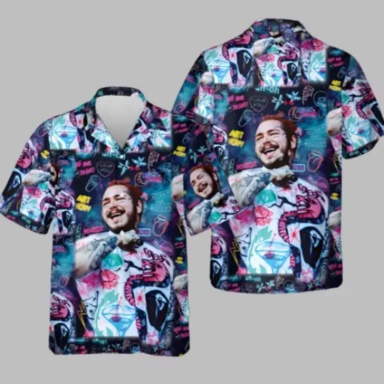 Post Malone Hawaiian Shirt, Button Down Full Size