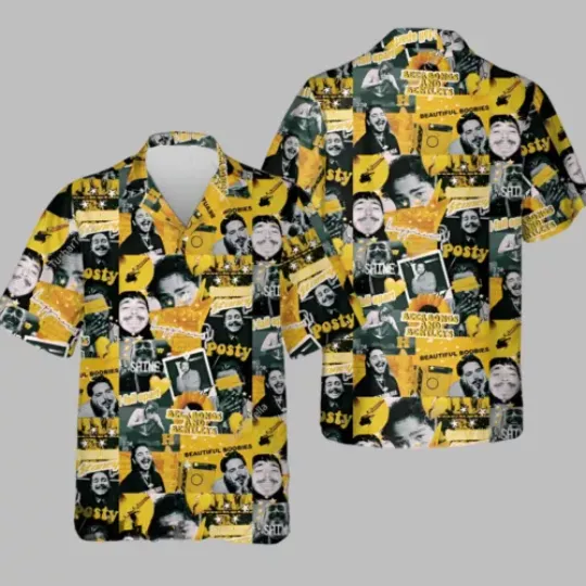 Post Malone Hawaiian Shirt, Button Down Full Size