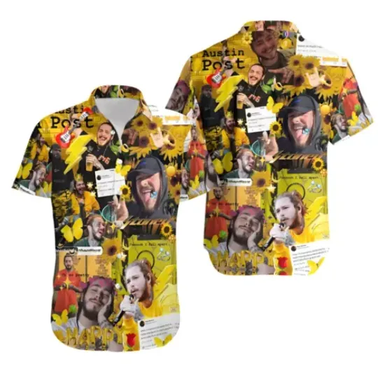Post Malone Hawaiian Shirt, Button Down Full Size