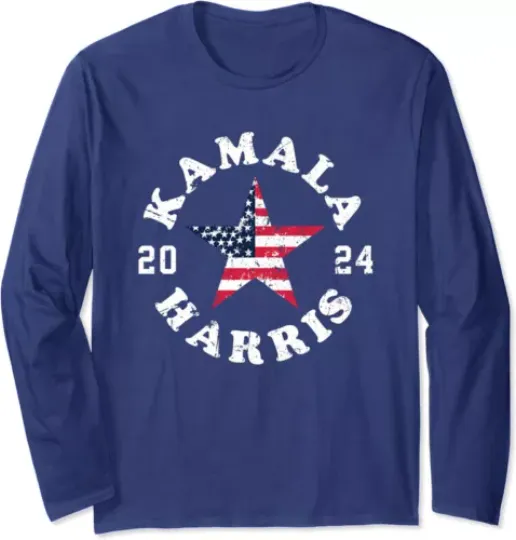 Kamala Harris 2024 President America Flag Vote Harris Long Sleeve Tshirt