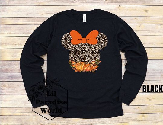 Leopard Fall Minnie Mouse Long Sleeve Shirt,Disney Halloween Shirt,Minnie Mouse Sweatshirt,Disney Fall Shirt,Disney Cheetah Shirt,Fall Shirt