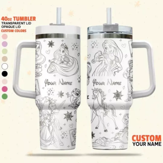 Custom Disney Tangled Rapunzel Princess Tumbler, Disney Characters 40oz Tumbler