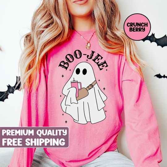 Halloween Ghost long sleeve shirt, Boo Jee Shirt, Boo Shirt, Spooky Ghost long sleeve, Spooky Season Ghost, Spooky Vibes, Halloween Gifts