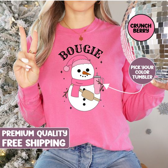 Bougie Snowman Comfort colors long sleeve shirt, Trendy Christmas, Cute Christmas Shirt, Christmas Gifts, Snowman shirt, Retro Christmas