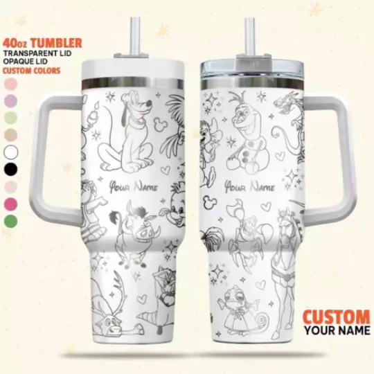 Custom Disney Mickey and Friends Sidekick Tumbler Disney Characters 40oz Tumbler