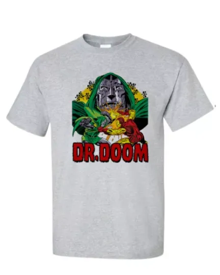 Dr. Dooom T-shirt Marvel design regular adult fit heather graphic tee, Cotton Short Sleeve Shirt, Summer Casual Tee