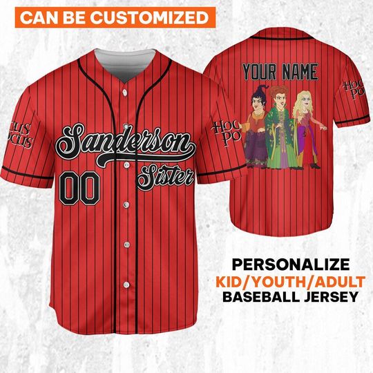 Hocus Pocus Sanderson Sisters Awesome Red Jersey, Disney Baseball Jersey Sports, Cute Gifts For Fans Disney