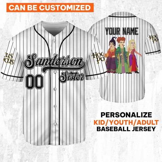 Personalize Hocus Pocus Sanderson Sisters Awesome White Jersey, Disney Baseball Jersey Sports
