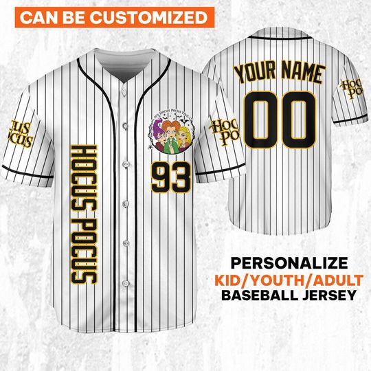 Personalize Hocus Pocus Sanderson Witch Sisters White Jersey, Disney Baseball Jersey Sports