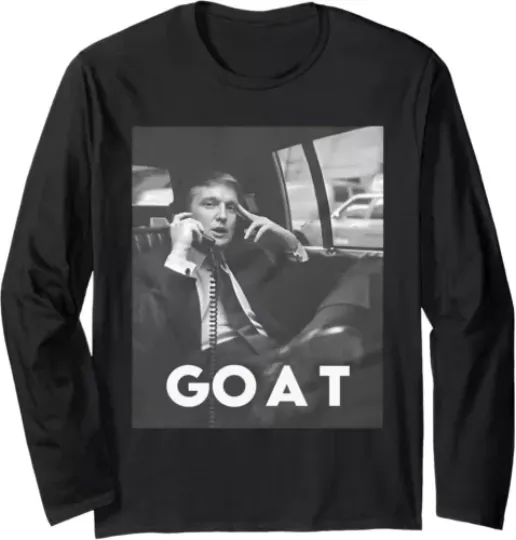 Funny Retro Trump GOAT Middle Finger Felon President Long Sleeve Tshirt