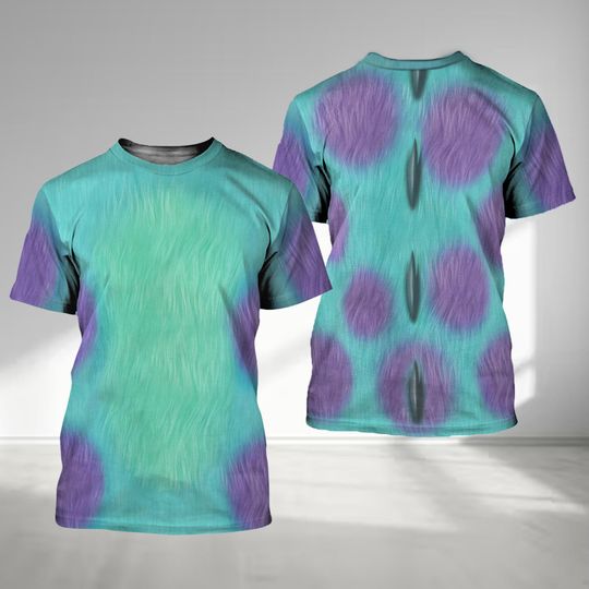 Sulley Animated Monster Costume Shirt, Monster Inc Character Cosplay Tee, Halloween Gift For Friends, Halloween Cosplay Family Costume