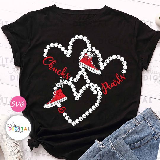 Chucks and Pearls heart SVG, Chucks & Pearls svg, Support Kamala Harris Shirt