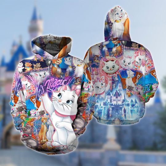 The Aristocats Kitten Crew 3D Shirt, Marie Animated Movie Character 3D Hoodie, Cat Pet Lover 3D Printed Shirt, Cat Adventure 3D Shirt