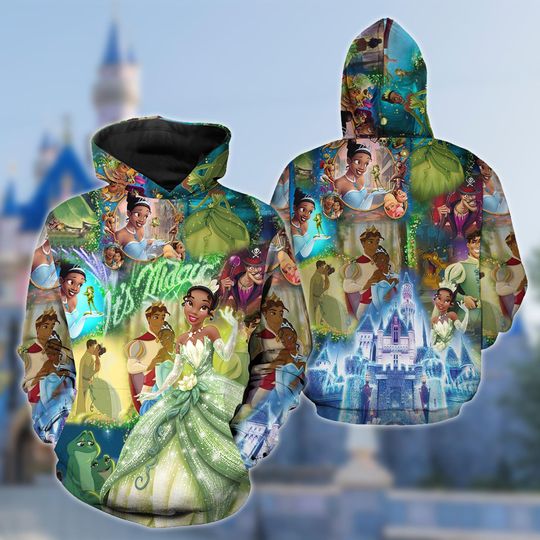 The Princess and the Frog 3D All Over Print Shirt, Tiana Hoodie Shirt, Magic Kingdom Hoodie, Princess and Frog Fairy Tale Outfit Tee