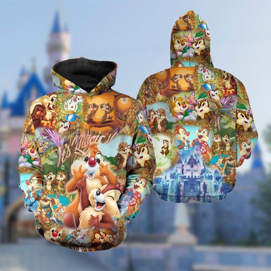 Chip and Dale 3D Shirt, Chip 'n' Dale Adventure Movie All Over Print Shirt, Chip and Dale Holiday Trip Clothing, Birthday Gift For Family