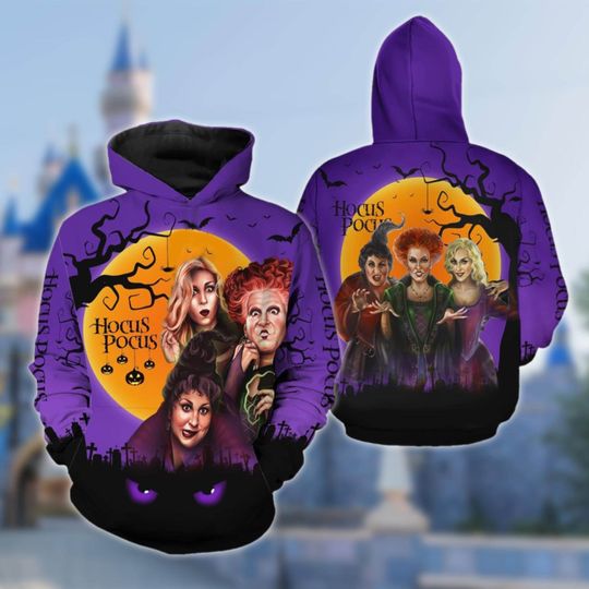 Hocus Pocus Halloween Night Shirt, Halloween Party Hoodie, Witch Sisters Sanderson Hoodie 3D Shirt, Halloween Horror Hoodie