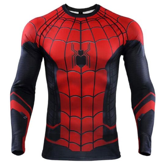 Men's T-shirts, Spider Superhero Compression Tights Long Sleeve Tops Tee Gym