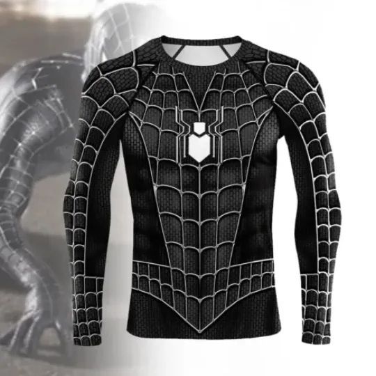 The Black Spider-Man Homecoming Cosplay T-shirts Long Short Sleeve Tee Tops Prop