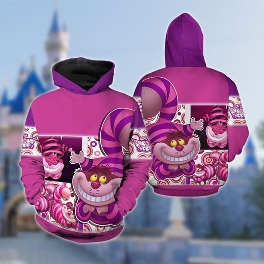 Cheshire Cat All Over Print Shirt, Cheshire Cat Hoodie, Alice In Wonderland Shirt, Cheshire Cat Lovers Gifts, Movie Cartoon Hoodie
