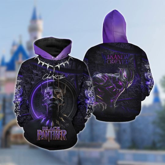 Personalized Black Panther Pullover Hoodie, Wakanda Forever 3D Adult Hoodie, Black Panther Wakanda Forever All Over Print Shirt