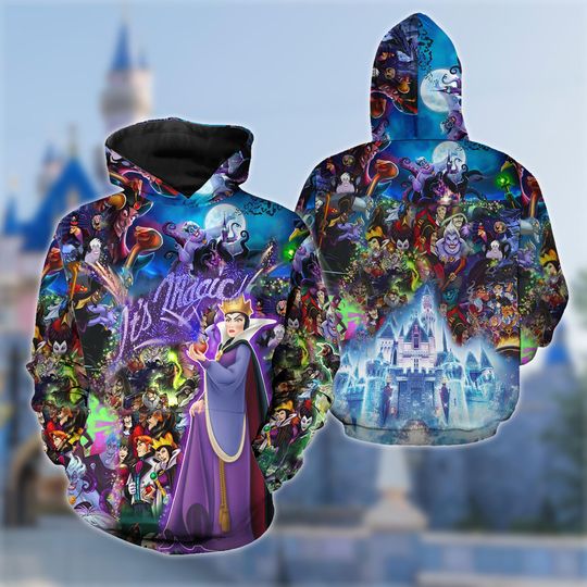 Maleficent Villain Halloween 3D Shirt, Ursula Gaston Jafar Villains Magical Hoodie