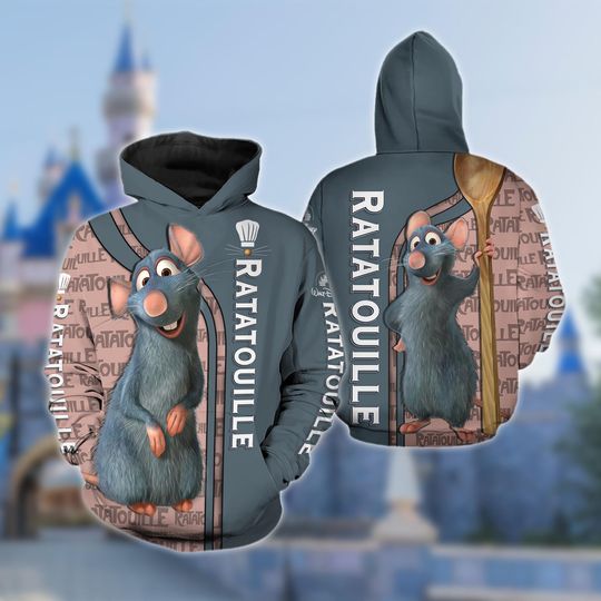 Ratatouille 3D All Over Print Shirt, Remy Chef Story Movie Hoodie, Animated Movie Clothing, Birthday Gift