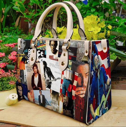 Bruce springsteen women leather Bag handbag, Bruce springsteen Lover Handbag, Rock Band Woman Handbag