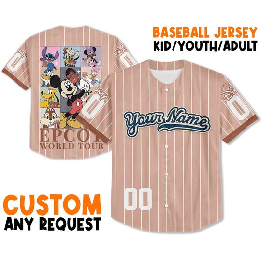Personalize vintage Epcot world tour disney Jersey, Custom Kid Youth Adult Baseball Jersey, Custom Disney Shirt, Disney Birthday Gift