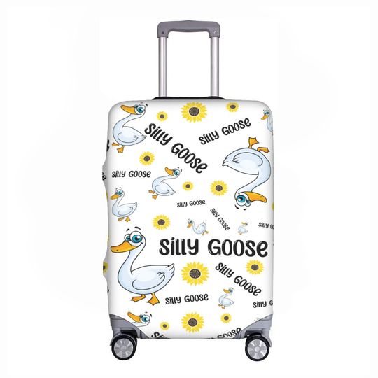 Silly Goose Luggage Protector Cartoon Pattern Luggage Cover Travel Accessories Suitcase Cover Farm Lovers Animal Lovers Unique Gift