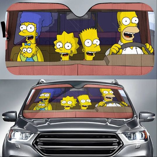 The Simpsons Funny Driving Car Auto Sun Shades,Car Accessories, Car Windshield, Auto Decoration, Car Foldable Accessories for Sun Protection