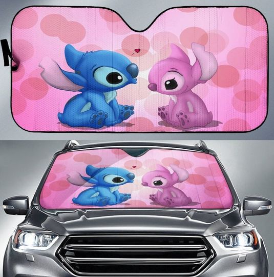 Stitch And Angel Auto Sun Shades, Stitch Car Accessories, Car Windshield, Auto Decoration, Car Foldable Accessories for Sun Protection
