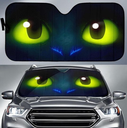 Cute Toothless Face Auto Sun Shades, Car Accessories, Car Windshield, Auto Decoration, Car Foldable Accessories for Sun Protection