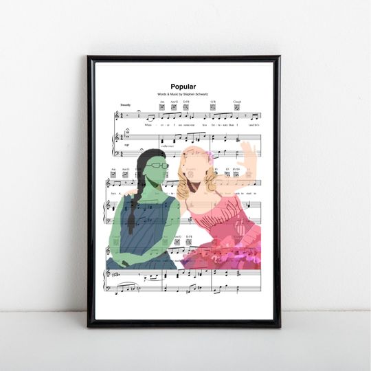 WICKED SHEET MUSIC Popular Musical Print, Elphaba & Glinda Wizard of Oz Broadway West End Decor Gift Idea Musical Theatre