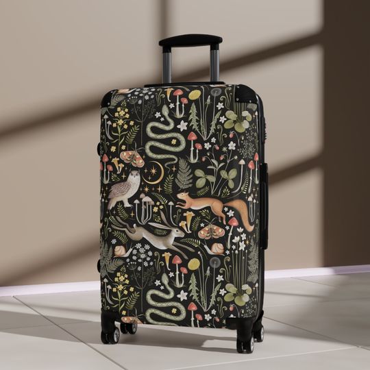 Woodland Suitcase - Dark Forest Animal Magical Enchanted Forest Luggage Travel Accessory Womens Suitcase With Wheels