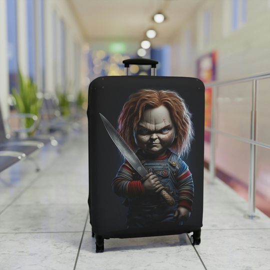 Chucky Doll Suitcase Cover - Protect Your Luggage in Style! Horror Classic movie Perfect for movie lovers luggage cover