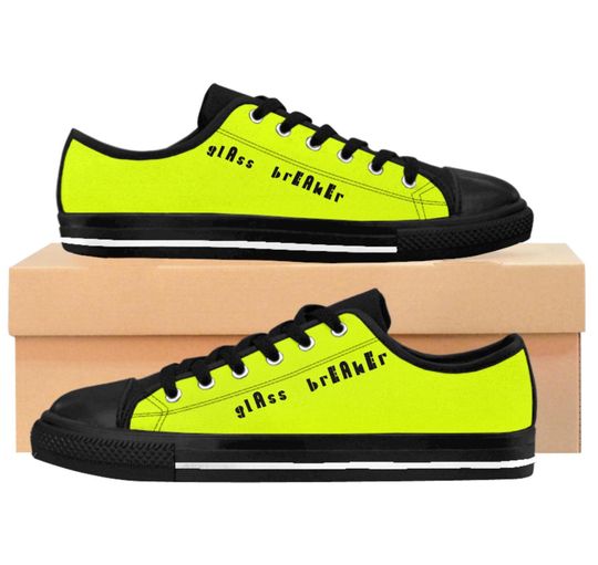 Glass Breaker Women's Sneakers | Stylish Chartreuse & Black Canvas Shoes