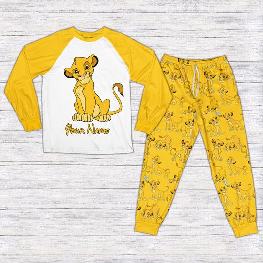 Custom Name Ddisney Matching Family Pajama Sets, Simba Raglan Pajama Sets