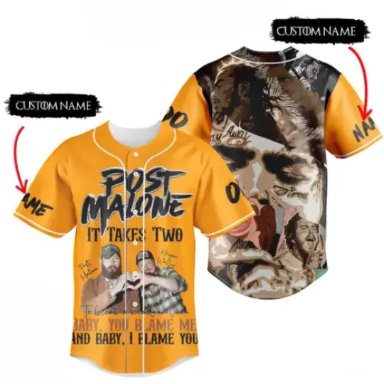 Post Malone It Takes Two I Blame You Personalized Baseball Jersey | Music Tour Outfit | Summer Streetwear For Unisex