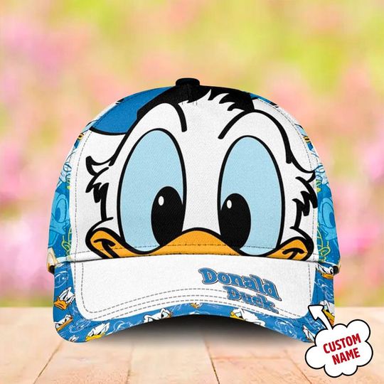 Personalize Donald Duck Friend Classic Cap, Donald Baseball Cap, Summer Cartoon Hat, Custom Name Donald Duck Gift For Kid And Adult